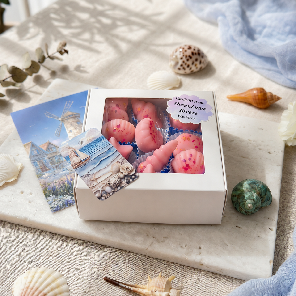 Duftwachs in Muschelform aus Sojawachs – Maritime Wax Melts mit Meeresduft für Duftlampe, sommerliches Geschenkset