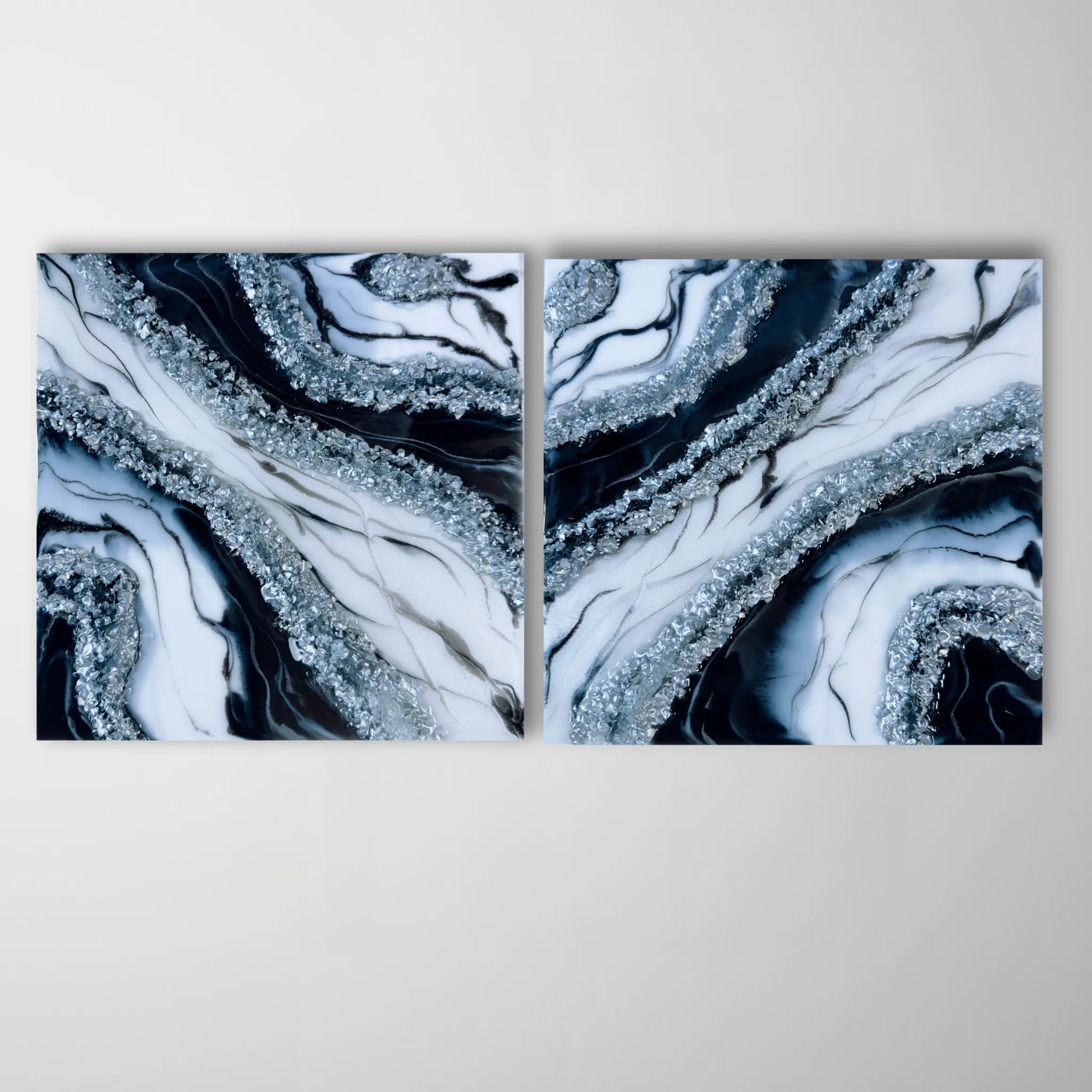 Handgemachtes Resin Wandbild Set mit Echtglas-Effekt, Gesamtansicht