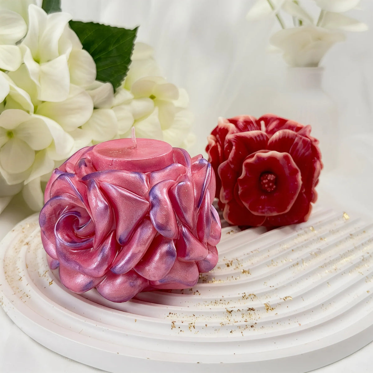 Blumenkerze aus Rapswachs – Dekokerze für Hochzeit & Boho Deko – DaarArt Home Dekor