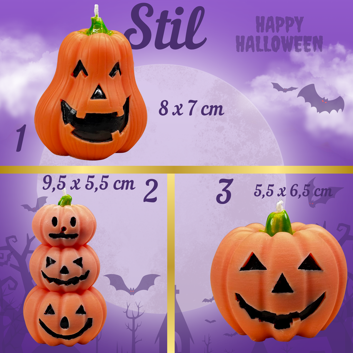 Kürbiskerze als Halloween-Deko für Tisch und Wohnzimmer