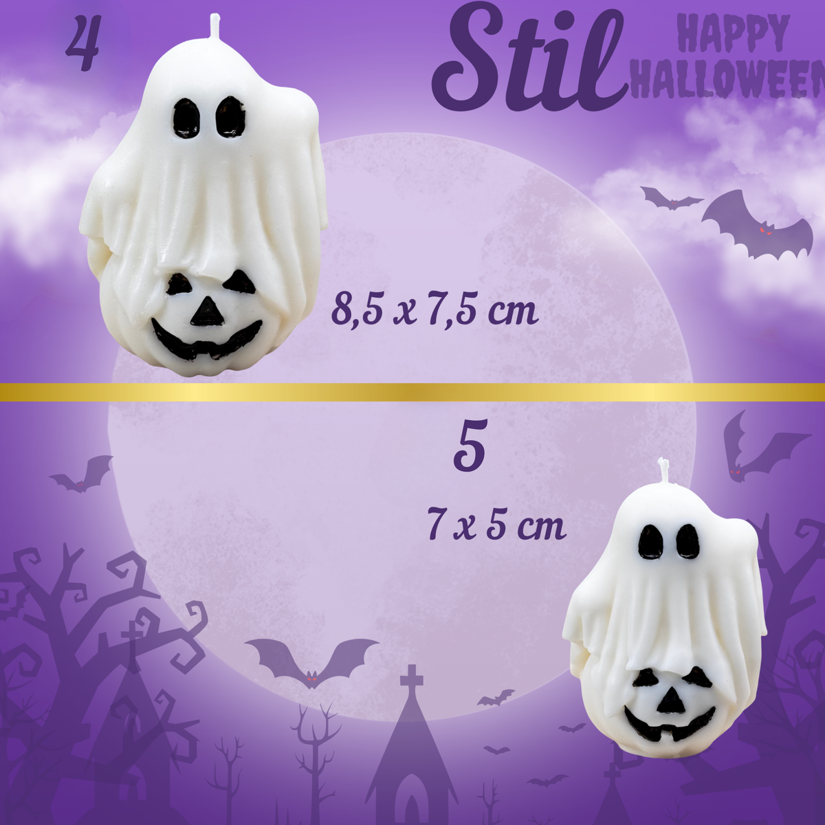 Gespenster Halloween Kerze – gruselige Kerzendeko und Geister Hausdekoration