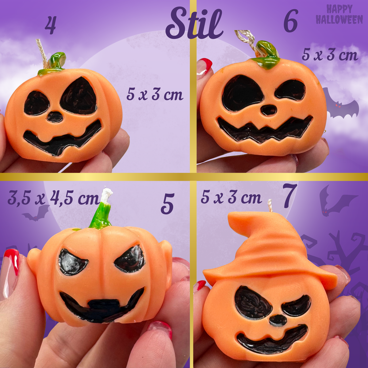 Kürbis Halloween Kerze – Jack O’Lantern Kürbisdeko für Herbst und Halloween