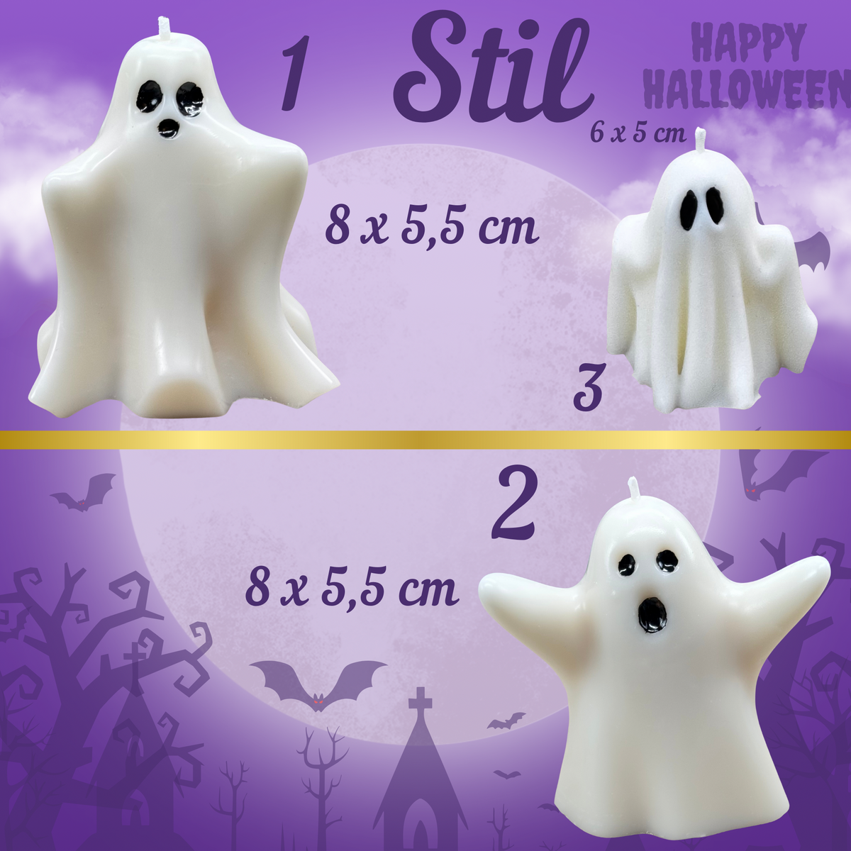 Gespenster Halloween Kerze – gruselige Kerzendeko und Geister Hausdekoration