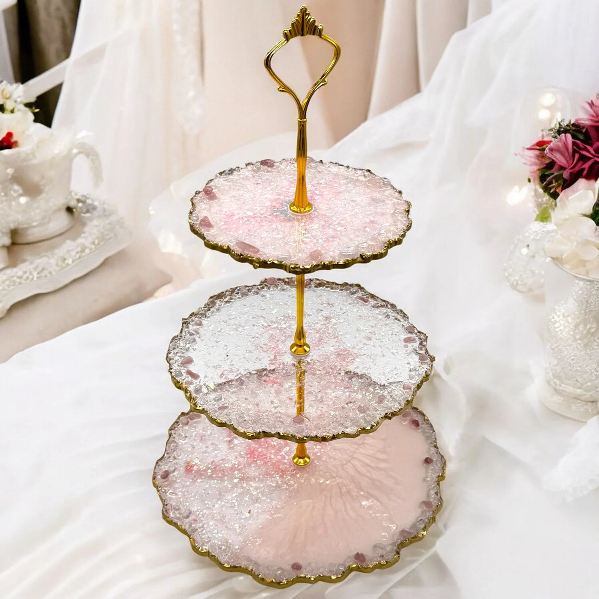 Etagere 3-stöckig Rosa Gold, Cupcake Stand, Tortenstand, Geschenkideen – DaarArt Home Dekor