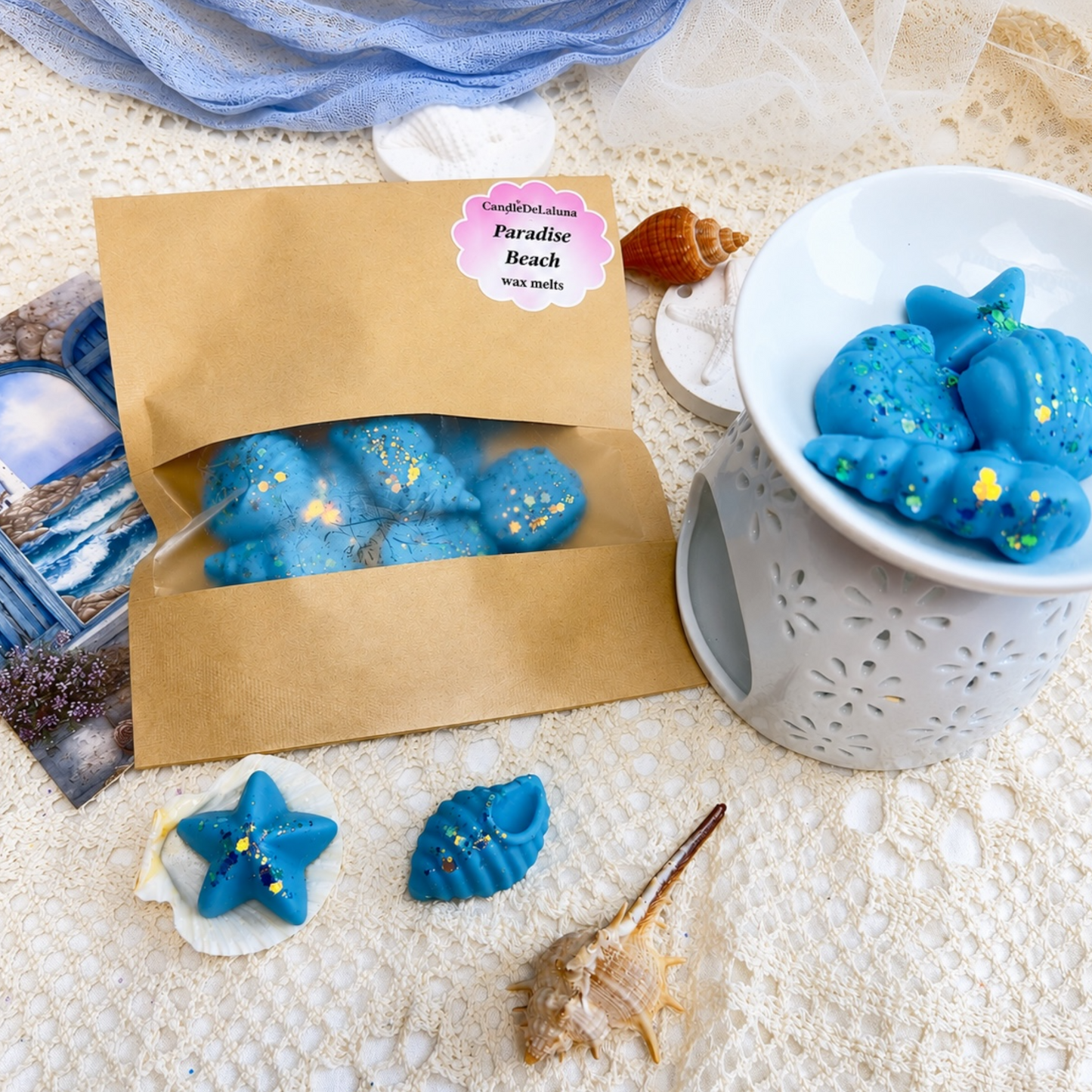 Duftwachs in Muschelform aus Sojawachs – Maritime Wax Melts mit Meeresduft für Duftlampe, sommerliches Geschenkset